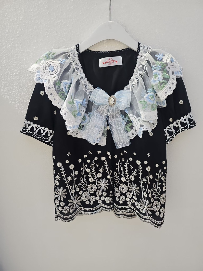 REDPIG東大門直郵女士新款人氣時尚職業休閑襯衫蕾絲衫蕾絲Red Pig襯衫/蕾絲衫圖色1