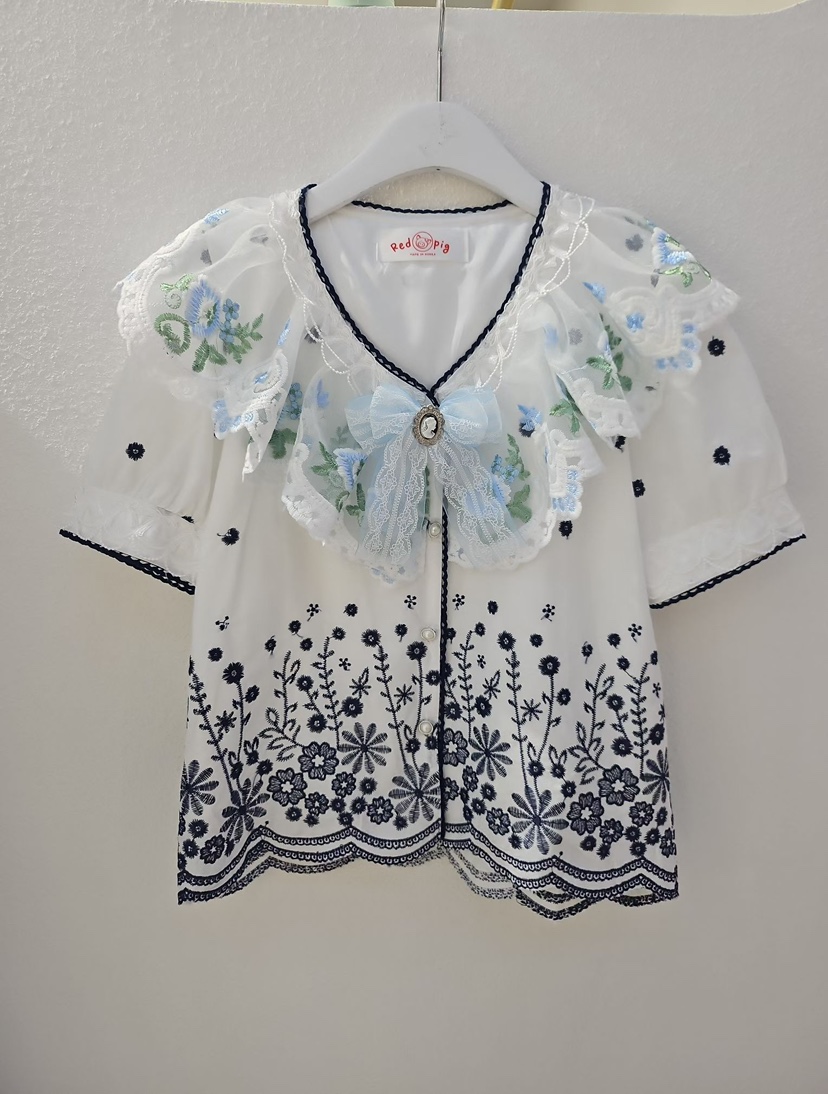 REDPIG東大門直郵女士新款人氣時尚職業休閑襯衫蕾絲衫蕾絲Red Pig襯衫/蕾絲衫圖色2