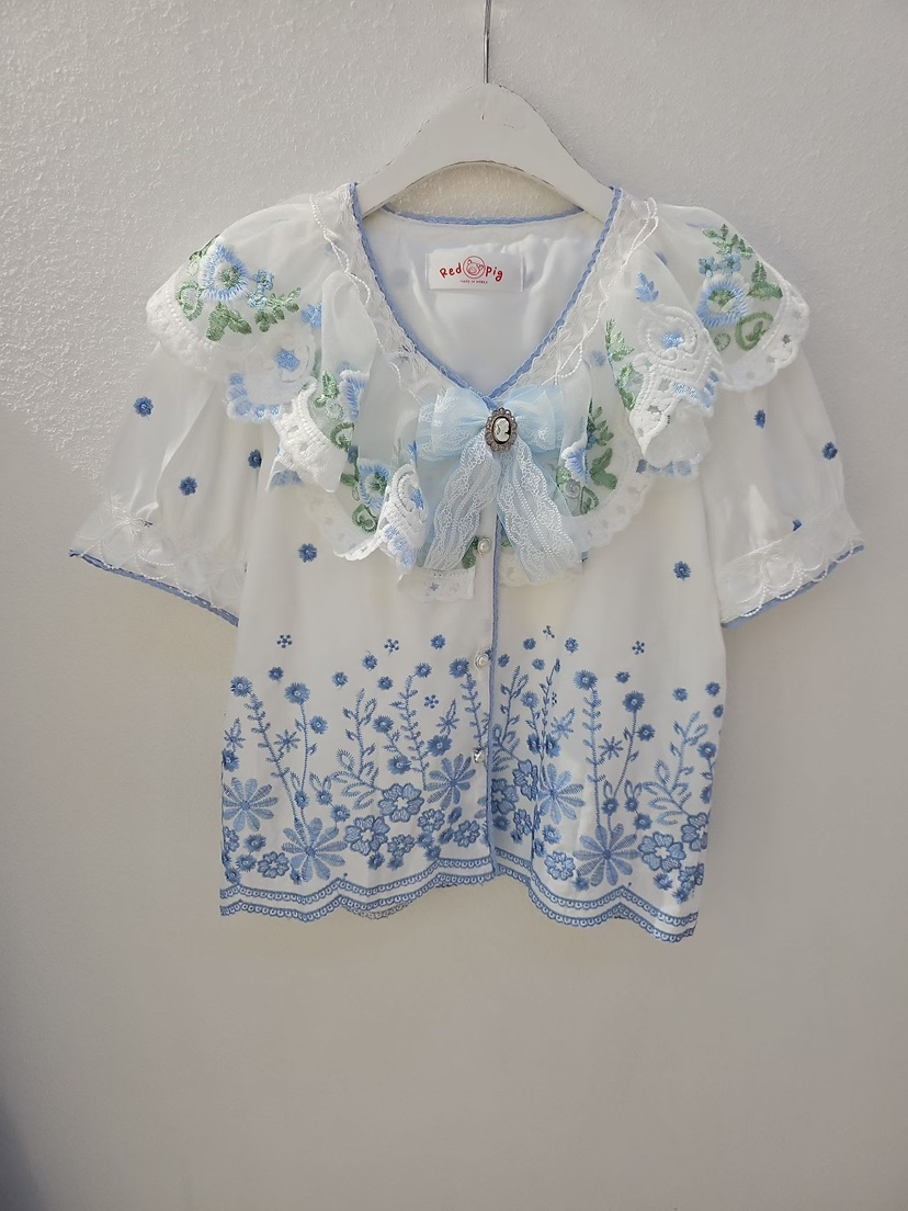 REDPIG東大門直郵女士新款人氣時尚職業休閑襯衫蕾絲衫蕾絲Red Pig襯衫/蕾絲衫圖色3