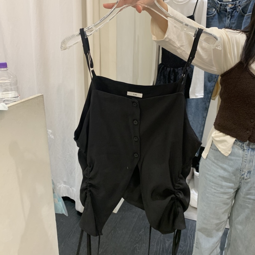 SO BAE韓國直郵女裝新品休閑26春夏職業熱賣吊帶背心褶皺SO BAE吊帶/背心圖色1