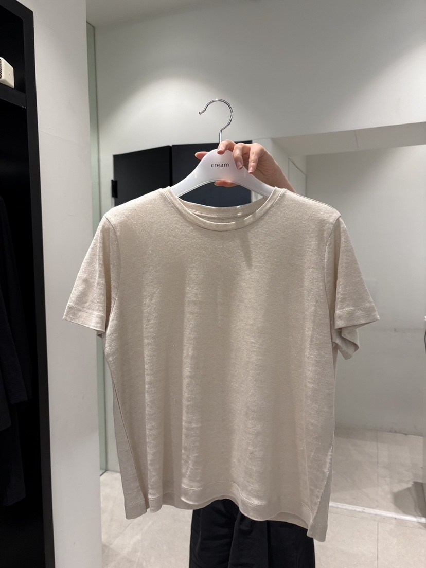 CREAM-P東大門直郵女士新品真品時尚人氣26春夏職業T恤亞麻CREAM-PT恤圖色2