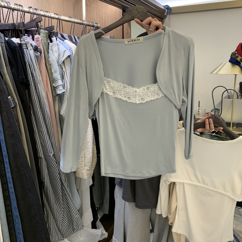 VIRKIN韓國代購女士新款人氣時尚職業休閑套裝羊毛衫開襟VIRKIN套裝圖色2