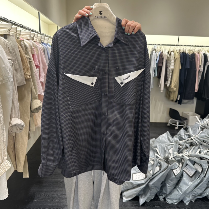 TOMGIRL東大門代購女裝新款時尚休閑26春夏職業襯衫蕾絲衫TOMGIRL襯衫/蕾絲衫圖色2