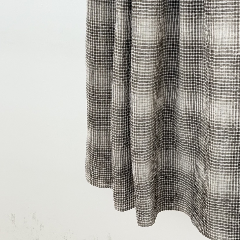 ID東大門實拍女士新款休閑推薦人氣真品26春夏長裙格紋褶皺ID長裙