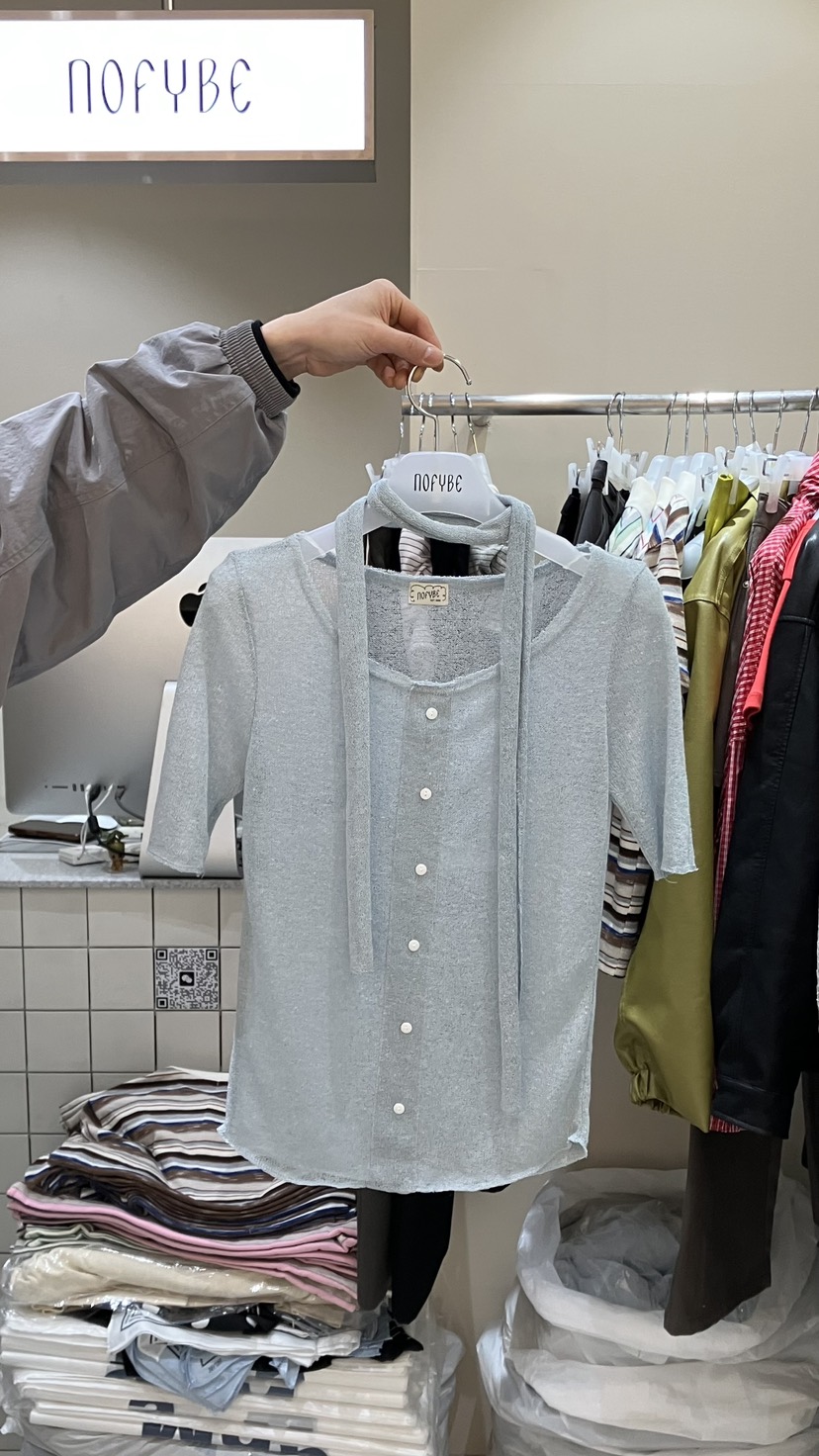 NOFYBE韓國直郵女士新款熱賣26春夏推薦時尚針織衫含脖帶NOFYBE針織衫圖色1