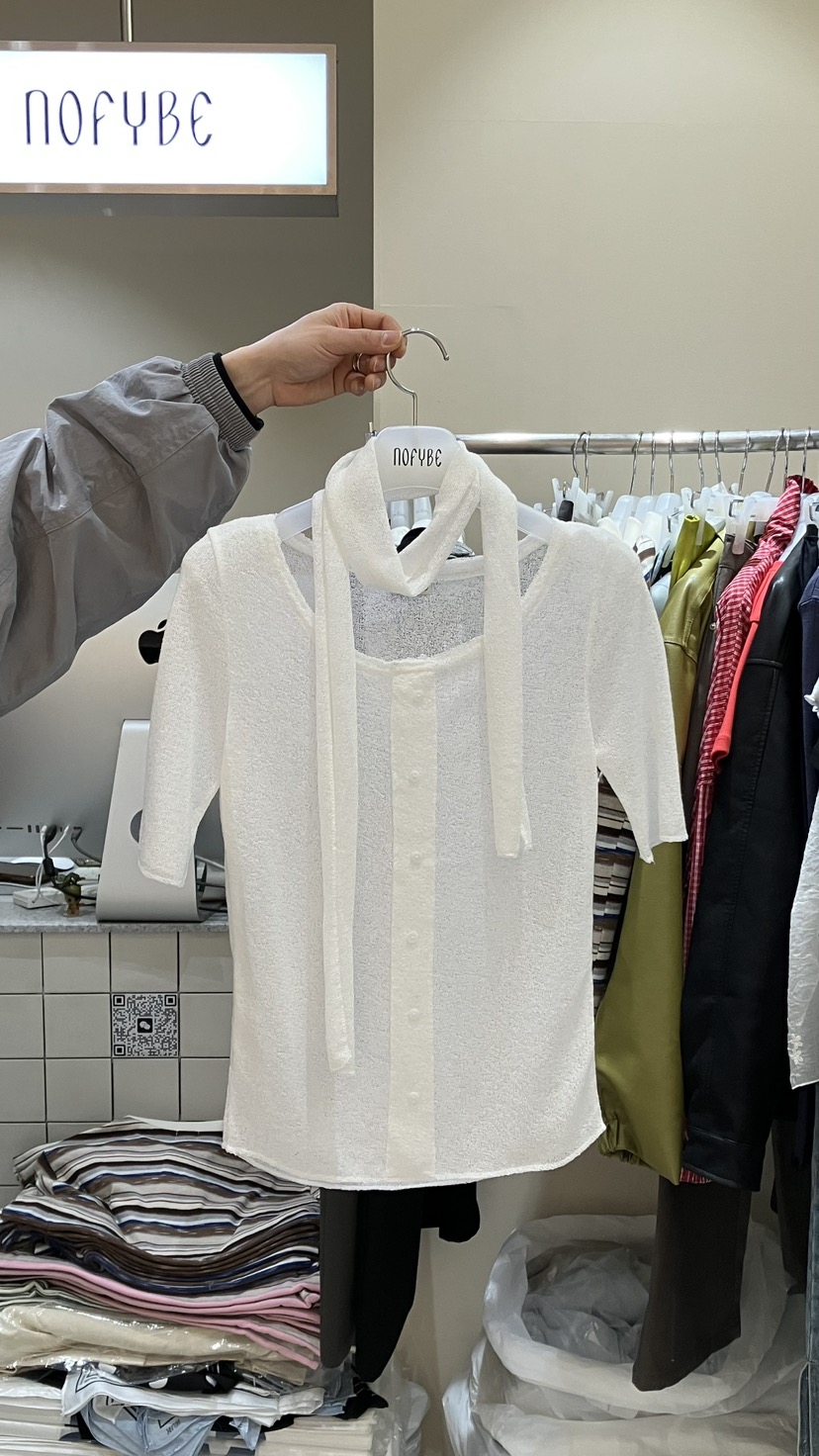 NOFYBE韓國直郵女士新款熱賣26春夏推薦時尚針織衫含脖帶NOFYBE針織衫圖色2