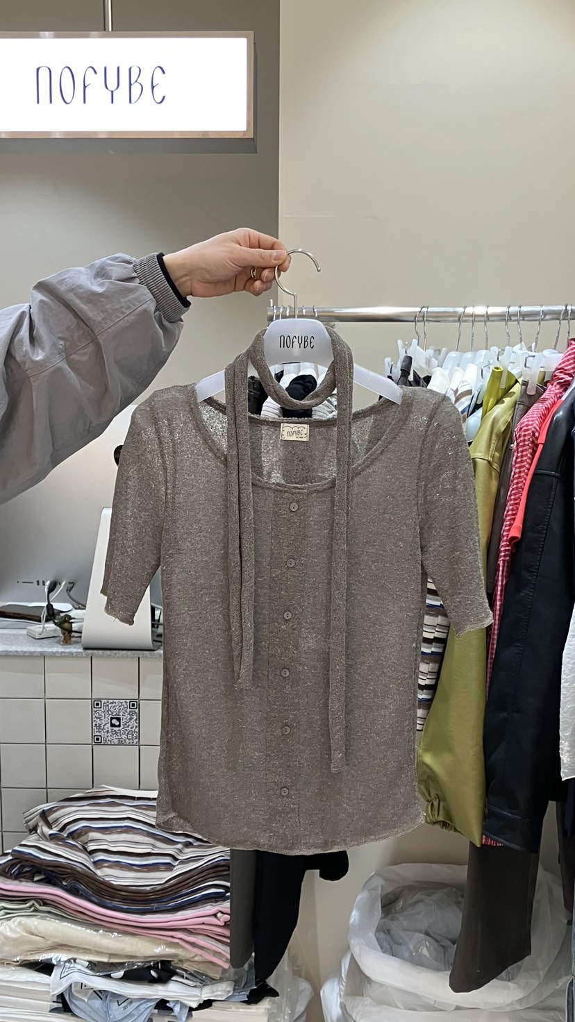 NOFYBE韓國直郵女士新款熱賣26春夏推薦時尚針織衫含脖帶NOFYBE針織衫圖色3