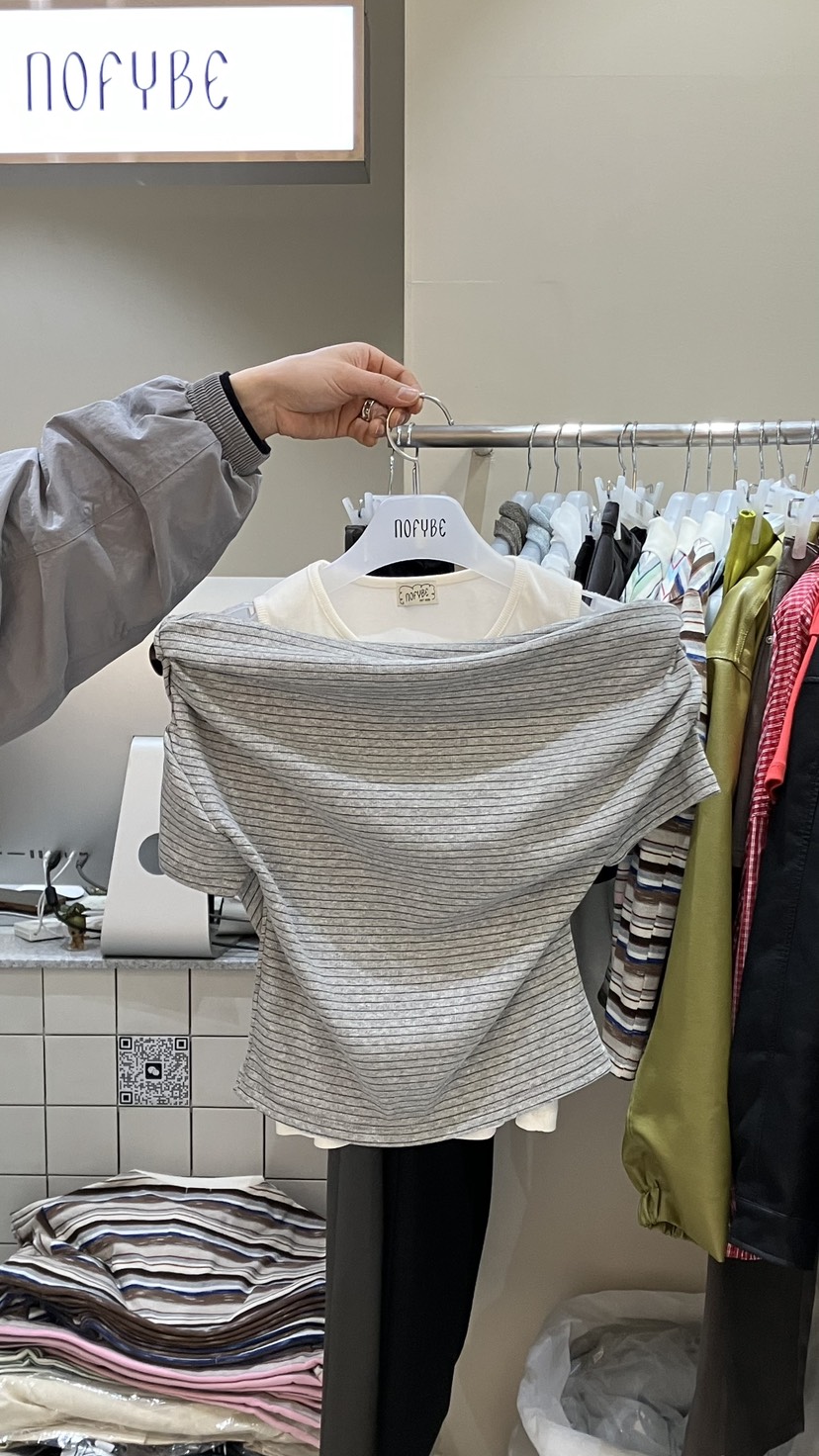 NOFYBE韓國代購女士新品真品26春夏職業人氣推薦休閑T恤露肩NOFYBET恤圖色1