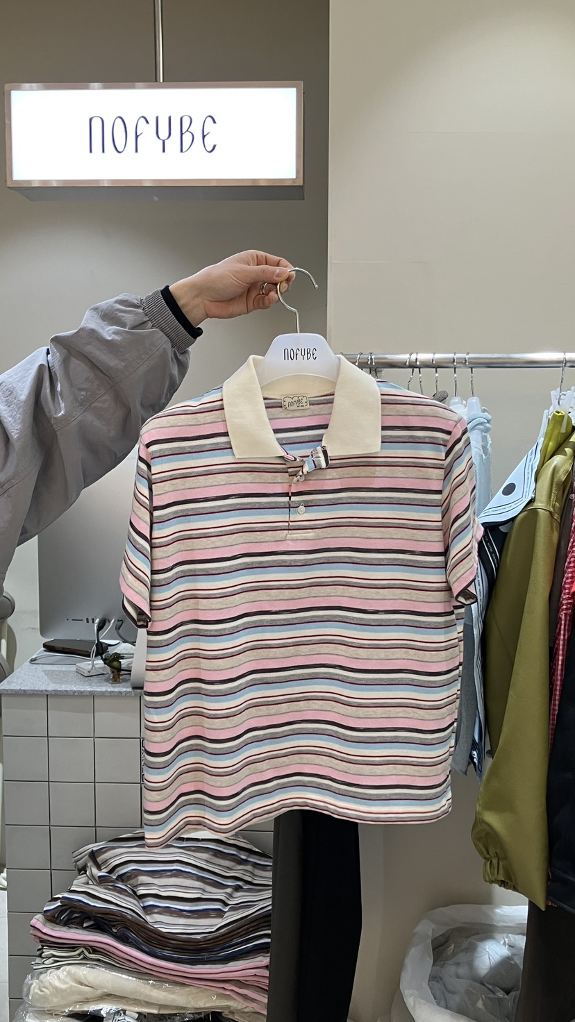 NOFYBE東大門直郵女裝新款真品熱賣26春夏襯衫蕾絲衫條紋NOFYBE襯衫/蕾絲衫圖色1