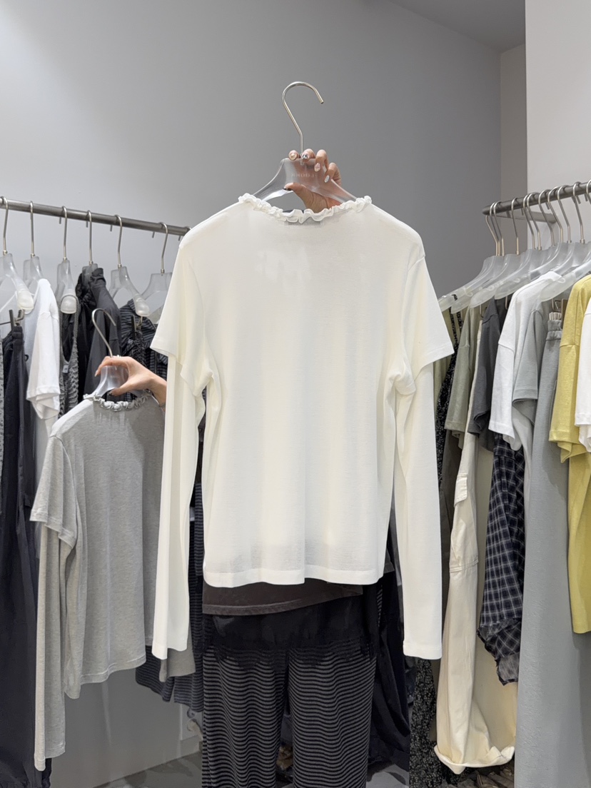 LOOKK/MIMME韓國直郵女士新品真品26春夏時尚長袖T恤雙層LOOKK/MIMME長袖T恤