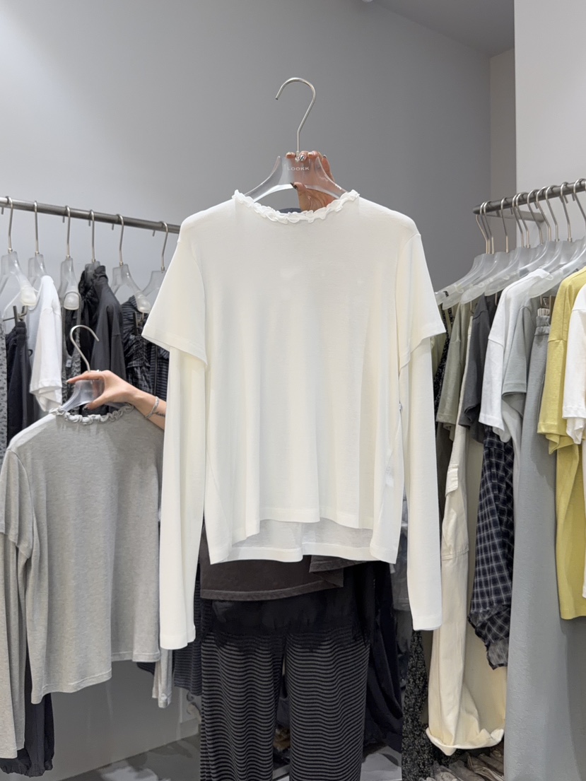 LOOKK/MIMME韓國直郵女士新品真品26春夏時尚長袖T恤雙層LOOKK/MIMME長袖T恤圖色1