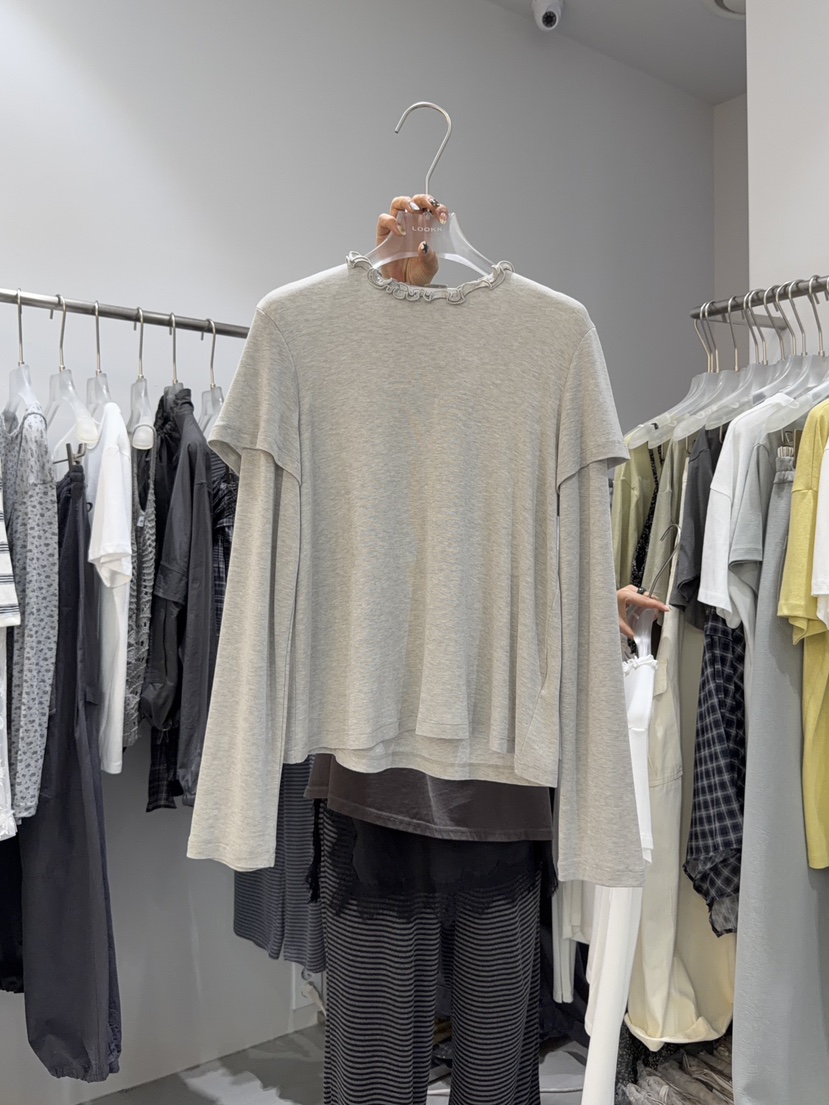 LOOKK/MIMME韓國直郵女士新品真品26春夏時尚長袖T恤雙層LOOKK/MIMME長袖T恤圖色2