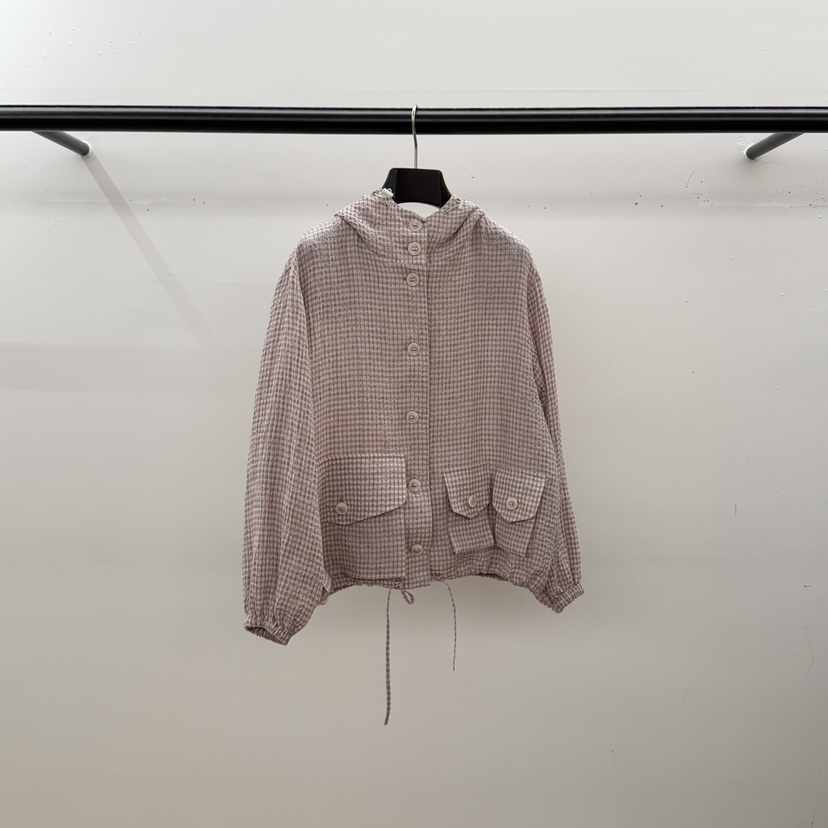 ID東大門代購女士新款26春夏真品推薦時尚熱賣夾克格子連帽ID夾克圖色1