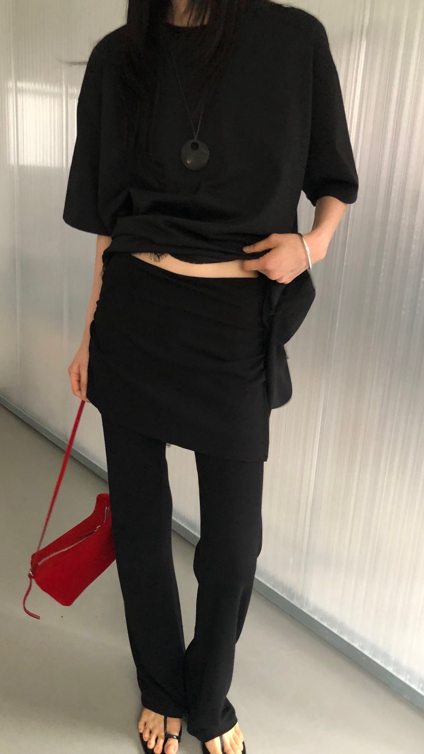 OVER RICH韓國東大門直郵女士新款人氣休閑裙褲喇叭羅紋OVER RICH裙褲