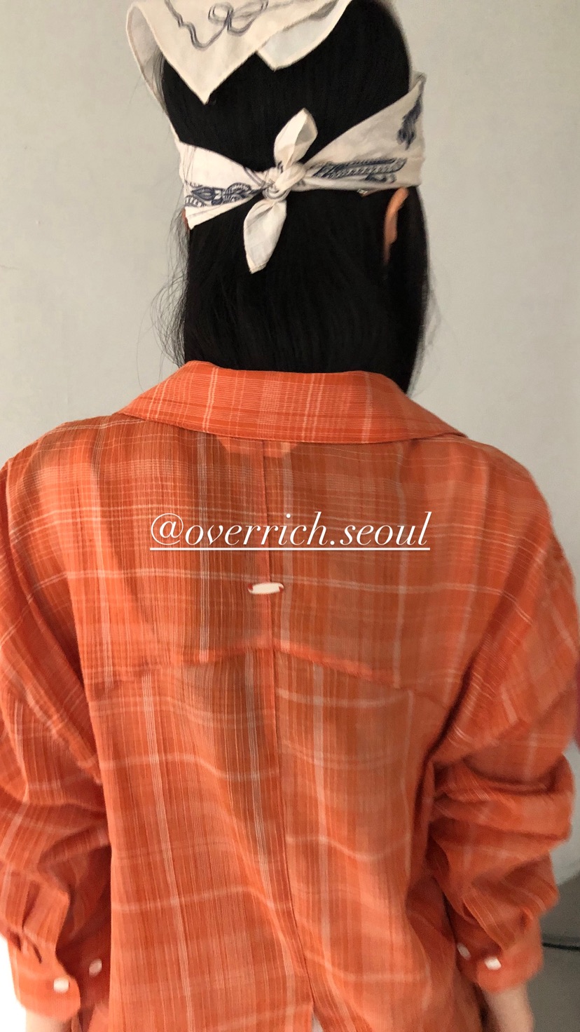 OVER RICH韓國東大門直郵女士新品熱賣襯衫蕾絲衫格紋開衩OVER RICH襯衫/蕾絲衫