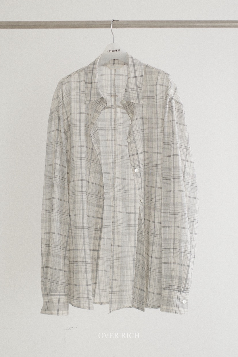 OVER RICH韓國東大門直郵女士新品熱賣襯衫蕾絲衫格紋開衩OVER RICH襯衫/蕾絲衫圖色1