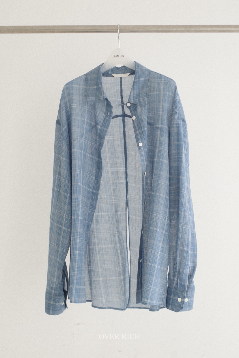 OVER RICH韓國東大門直郵女士新品熱賣襯衫蕾絲衫格紋開衩OVER RICH襯衫/蕾絲衫圖色3