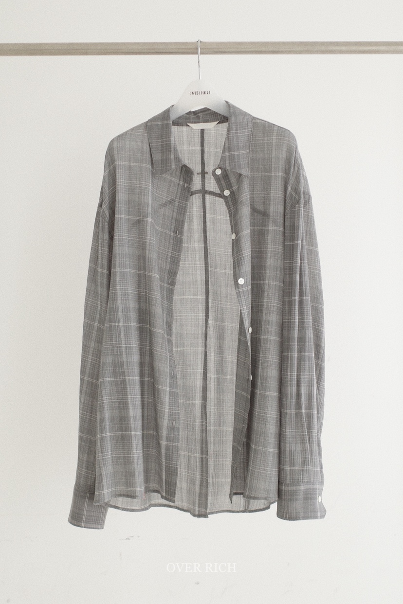 OVER RICH韓國東大門直郵女士新品熱賣襯衫蕾絲衫格紋開衩OVER RICH襯衫/蕾絲衫圖色4