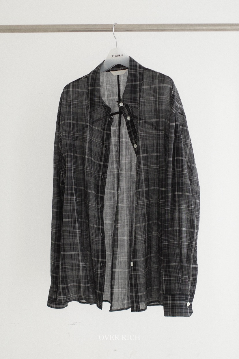OVER RICH韓國東大門直郵女士新品熱賣襯衫蕾絲衫格紋開衩OVER RICH襯衫/蕾絲衫圖色5