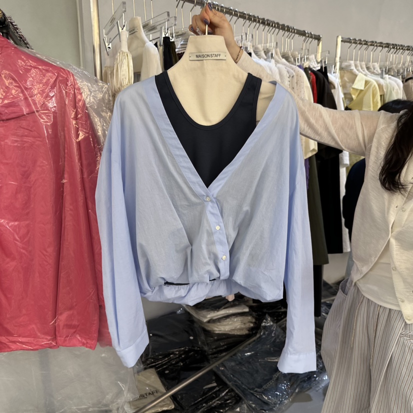 DOUBLE STANDARD/LE SMOKING/MAISONSTAFF韓國東大門代購女裝新品時尚襯衫蕾絲衫假兩件MAISONSTAFF襯衫/蕾絲衫圖色2