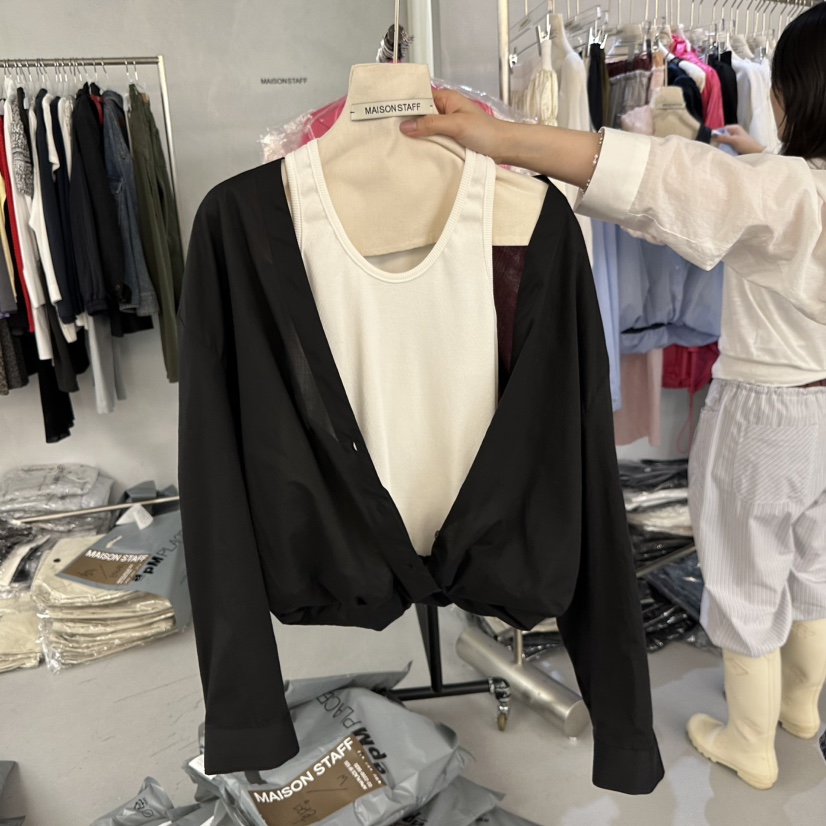 DOUBLE STANDARD/LE SMOKING/MAISONSTAFF韓國東大門代購女裝新品時尚襯衫蕾絲衫假兩件MAISONSTAFF襯衫/蕾絲衫圖色3