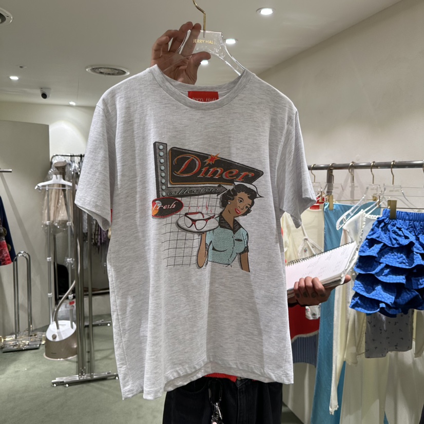 JERRY HALL-P韓國直郵女士新品推薦26春夏休閑職業時尚T恤JERRY HALLT恤圖色2灰白色