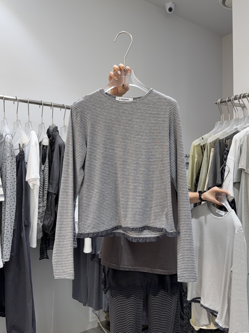 LOOKK/MIMME韓國代購女士新品休閑職業人氣26春夏長袖T恤LOOKK/MIMME長袖T恤圖色2