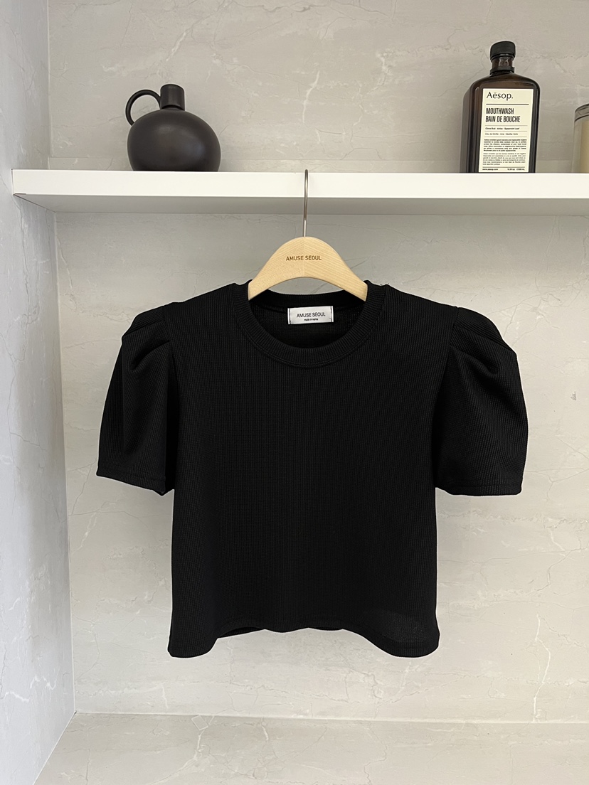 AMUSE SEOUL韓國東大門直郵女士新品26春夏推薦人氣職業T恤AMUSE SEOULT恤圖色3黑色