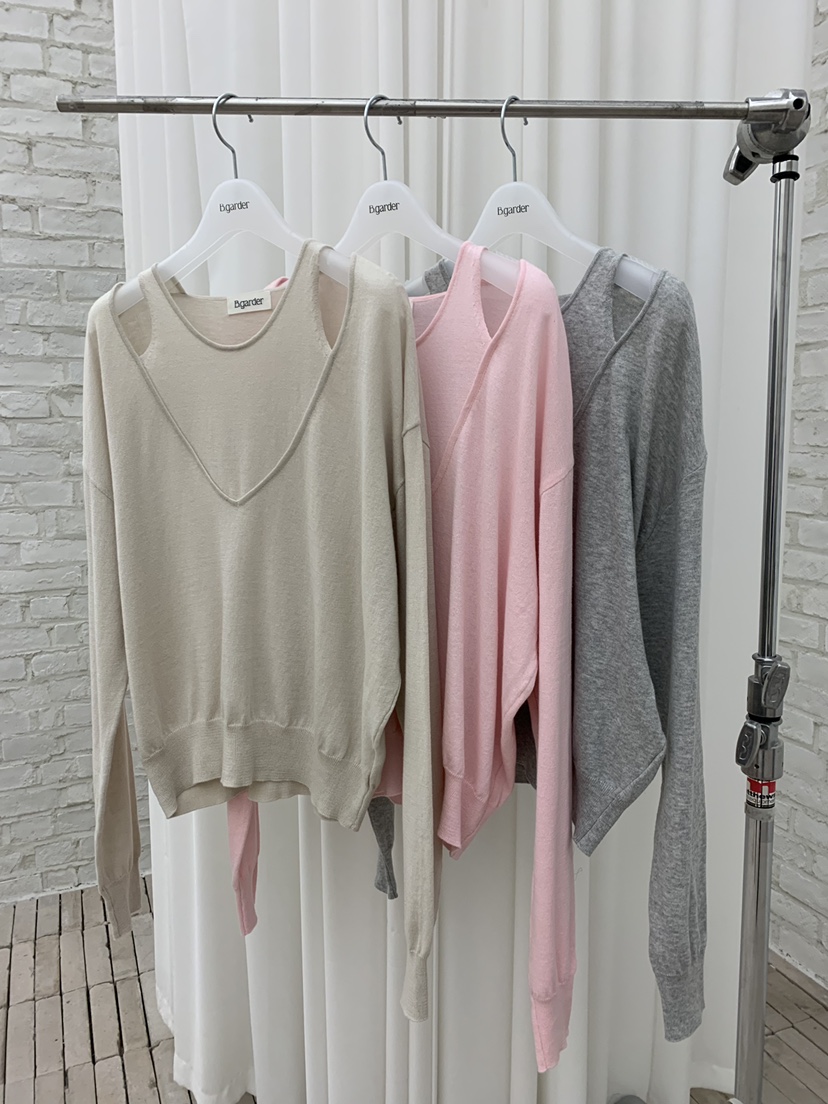 B_GARDER韓國東大門代購女士新品休閑人氣26春夏針織衫雙層B.GARDER針織衫