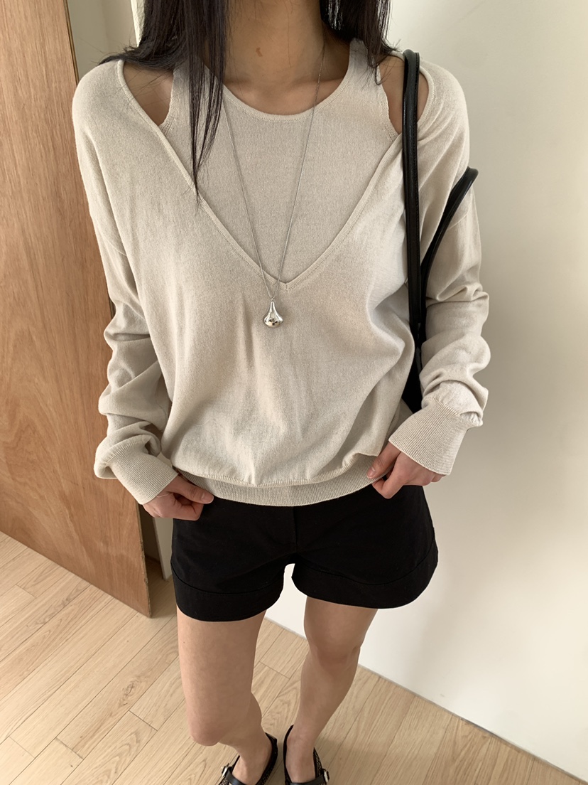 B_GARDER韓國東大門代購女士新品休閑人氣26春夏針織衫雙層B.GARDER針織衫