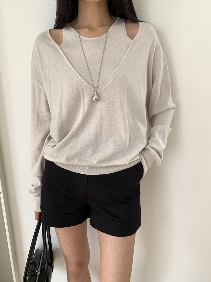 B_GARDER韓國東大門代購女士新品休閑人氣26春夏針織衫雙層B.GARDER針織衫