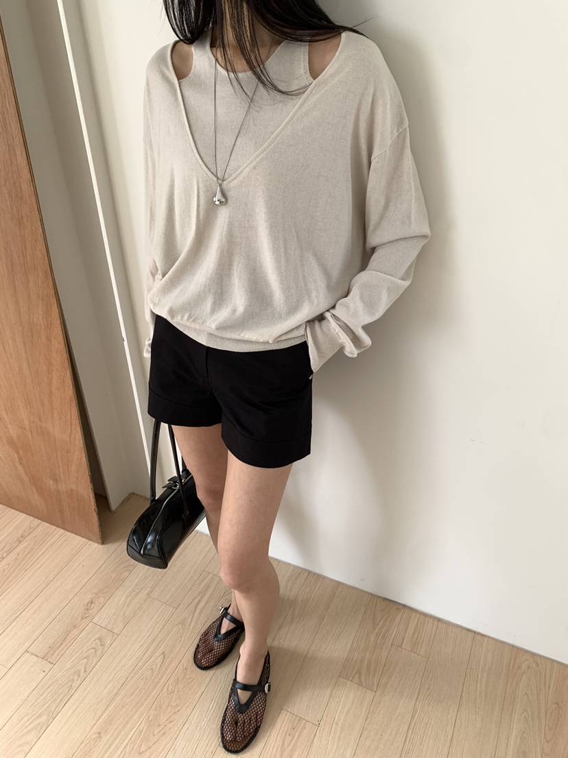 B_GARDER韓國東大門代購女士新品休閑人氣26春夏針織衫雙層B.GARDER針織衫