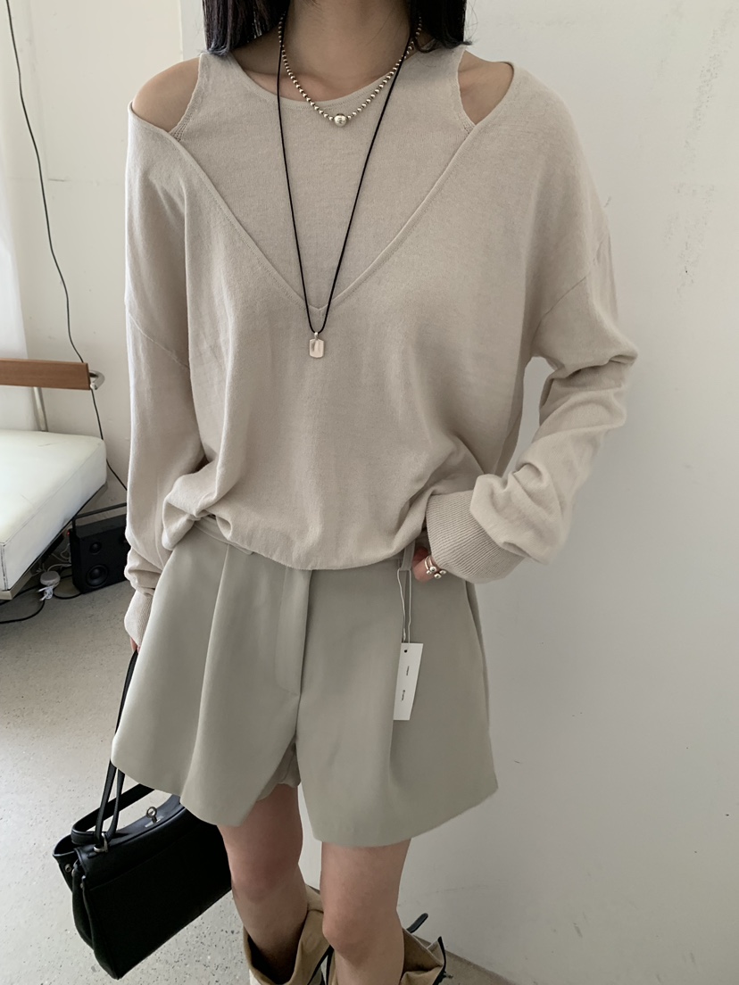 B_GARDER韓國東大門代購女士新品休閑人氣26春夏針織衫雙層B.GARDER針織衫