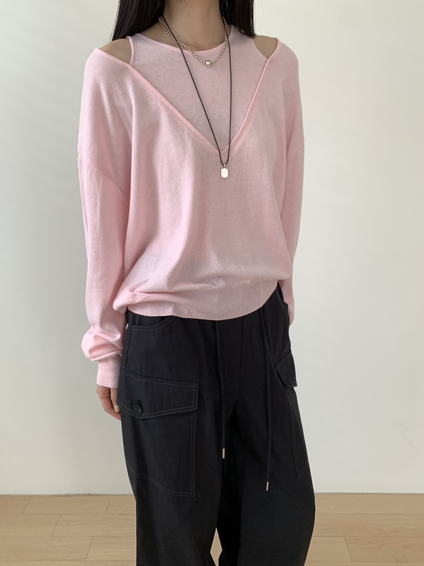 B_GARDER韓國東大門代購女士新品休閑人氣26春夏針織衫雙層B.GARDER針織衫