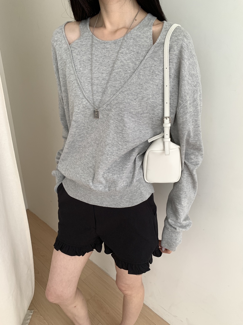 B_GARDER韓國東大門代購女士新品休閑人氣26春夏針織衫雙層B.GARDER針織衫