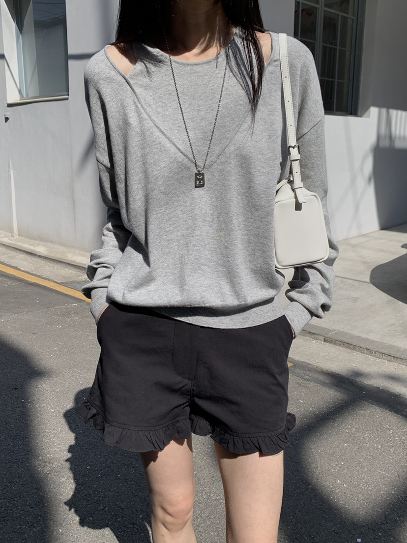 B_GARDER韓國東大門代購女士新品休閑人氣26春夏針織衫雙層B.GARDER針織衫