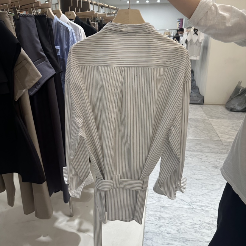 BES韓國代購女士新款職業休閑推薦熱賣26春夏襯衫蕾絲衫含腰帶BES SEOUL襯衫/蕾絲衫