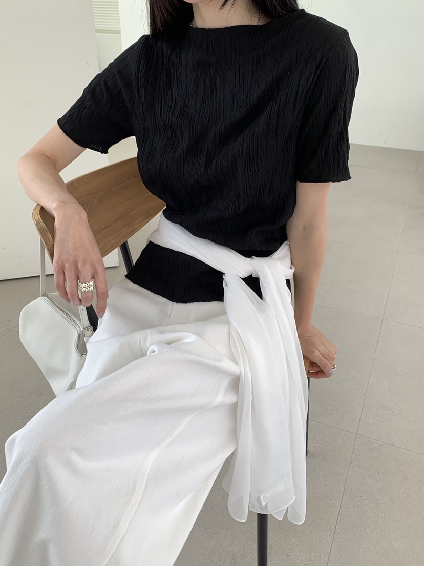 B_GARDER韓國直郵女士新款人氣休閑熱賣襯衫蕾絲衫褶裥羅紋B.GARDER襯衫/蕾絲衫