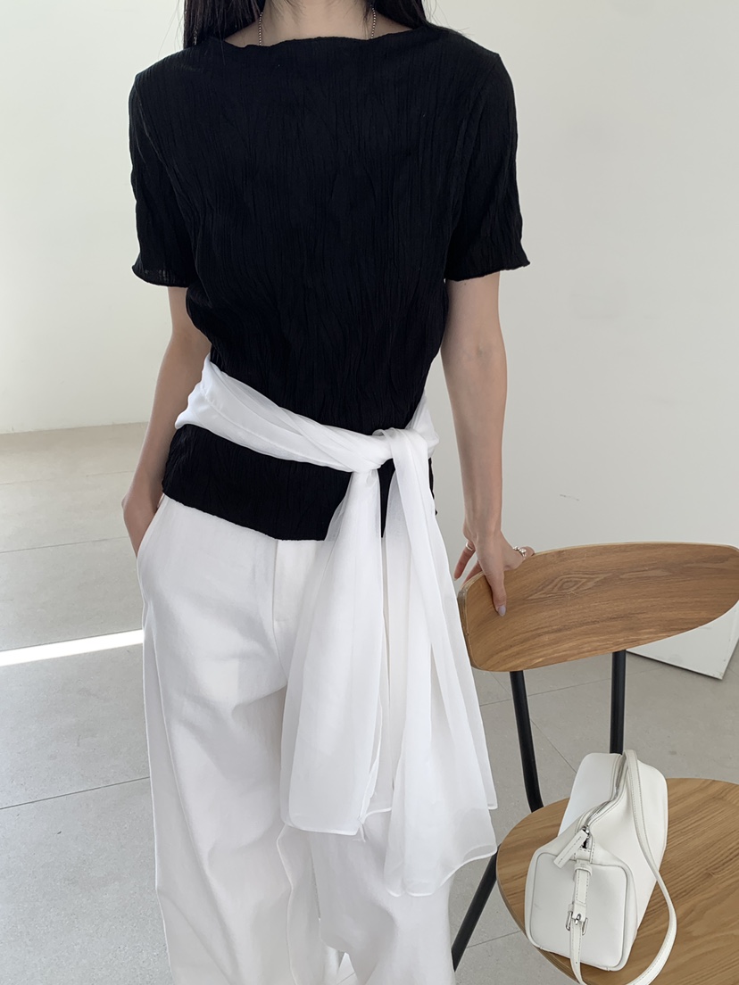 B_GARDER韓國直郵女士新款人氣休閑熱賣襯衫蕾絲衫褶裥羅紋B.GARDER襯衫/蕾絲衫