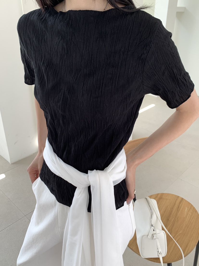 B_GARDER韓國直郵女士新款人氣休閑熱賣襯衫蕾絲衫褶裥羅紋B.GARDER襯衫/蕾絲衫圖色2