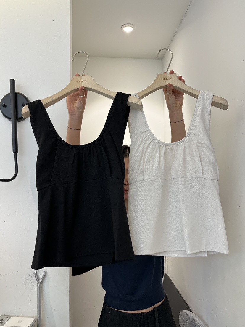 OUVIR韓國直郵實拍女裝新款職業人氣休閑吊帶背心褶皺亞麻O.V.R/OUVIR吊帶/背心