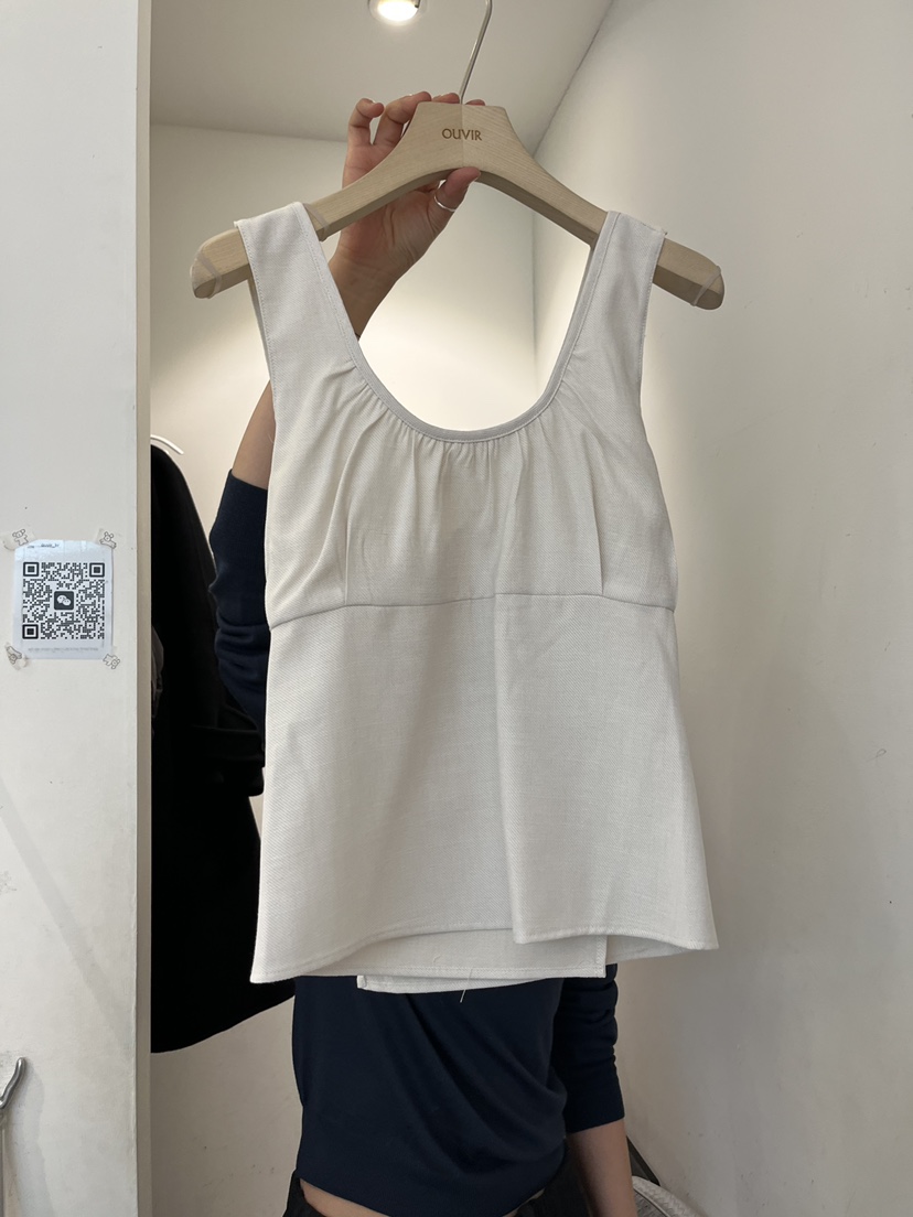 OUVIR韓國直郵實拍女裝新款職業人氣休閑吊帶背心褶皺亞麻O.V.R/OUVIR吊帶/背心圖色1