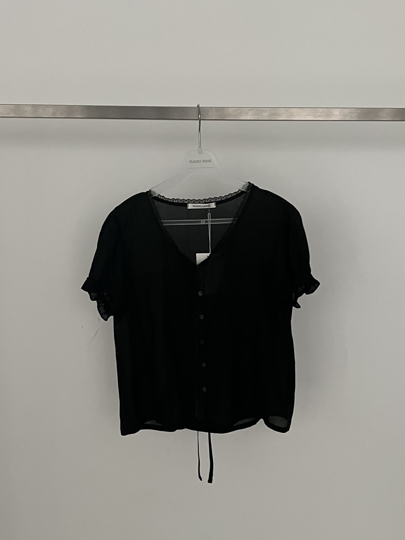 WEARABLE-L韓國東大門代購女裝新款休閑人氣26春夏襯衫蕾絲衫WEARABLE襯衫/蕾絲衫圖色3黑