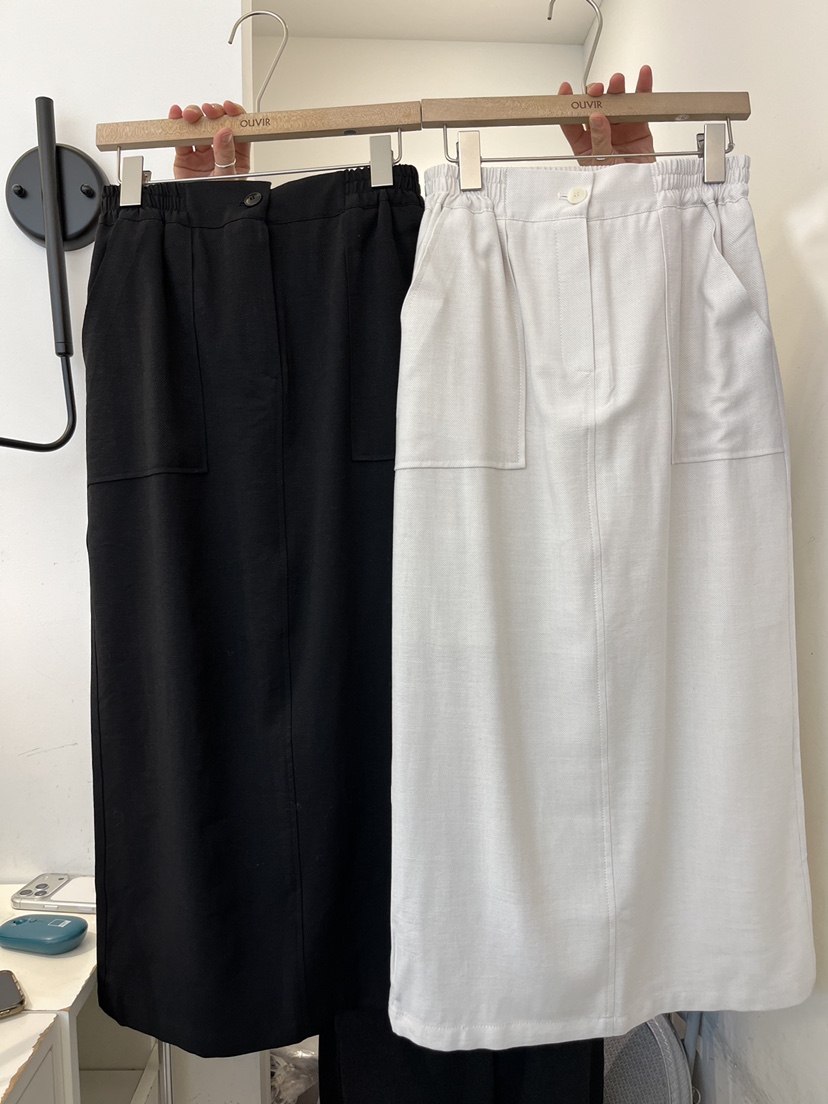 OUVIR韓國直郵實拍女士新款推薦時尚人氣熱賣長裙口袋亞麻O.V.R/OUVIR長裙