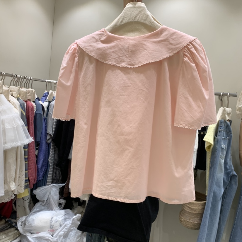 BY FLOW東大門直郵女士新品人氣時尚休閑襯衫蕾絲衫刺繡BY FLOW襯衫/蕾絲衫