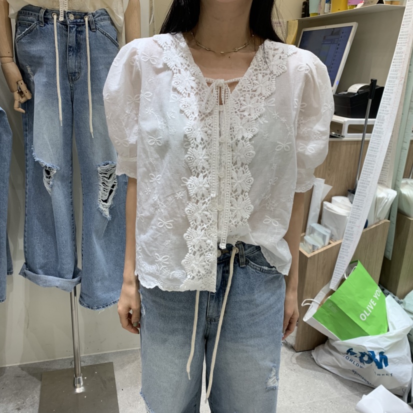 BY FLOW東大門直郵女士新款職業時尚推薦襯衫蕾絲衫復古BY FLOW襯衫/蕾絲衫圖色1