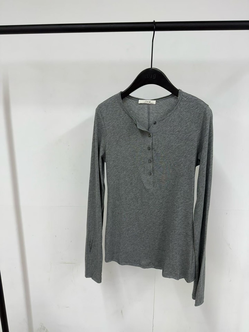 TUG東大門直郵女士新款26春夏熱賣休閑職業長袖T恤亞麻紐扣TUG長袖T恤圖色2