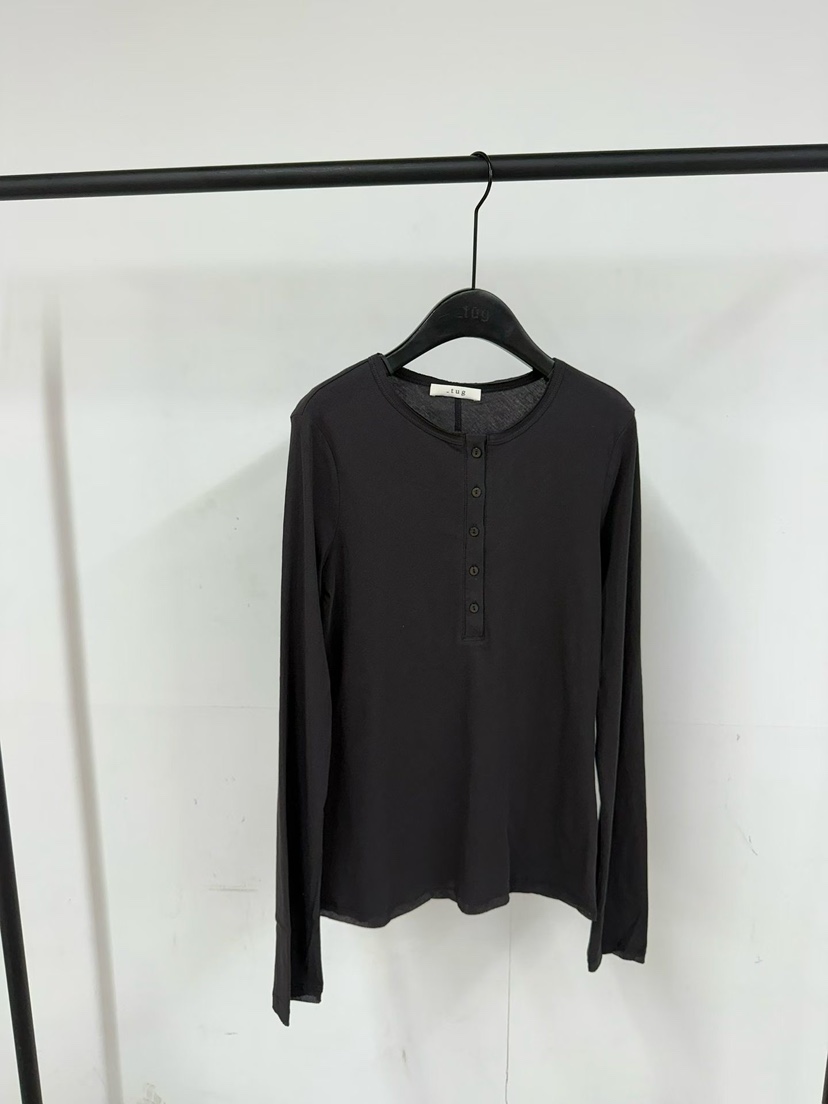 TUG東大門直郵女士新款26春夏熱賣休閑職業長袖T恤亞麻紐扣TUG長袖T恤圖色3