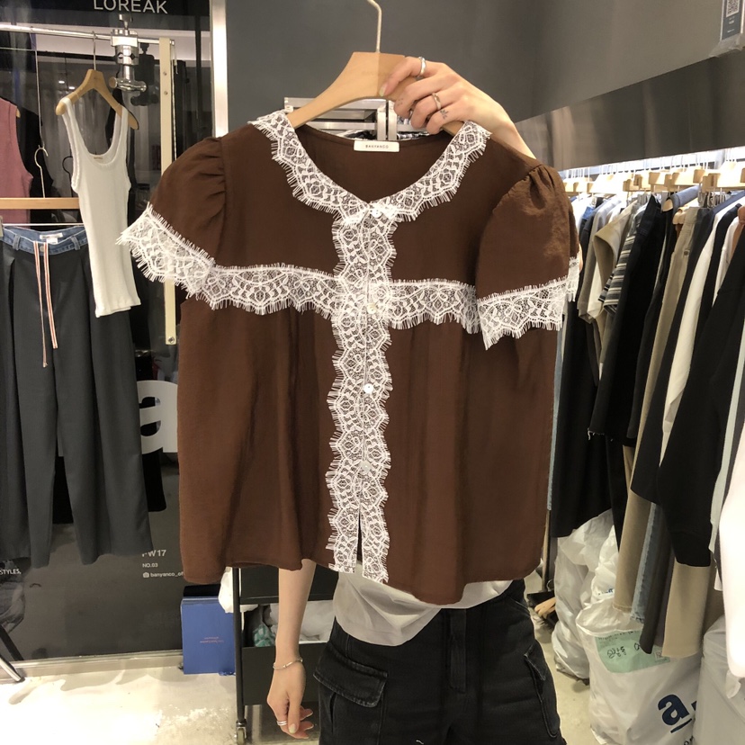 BANY ANCO韓國代購女士新款熱賣休閑襯衫蕾絲衫蕾絲開衫BANY ANCO襯衫/蕾絲衫圖色2