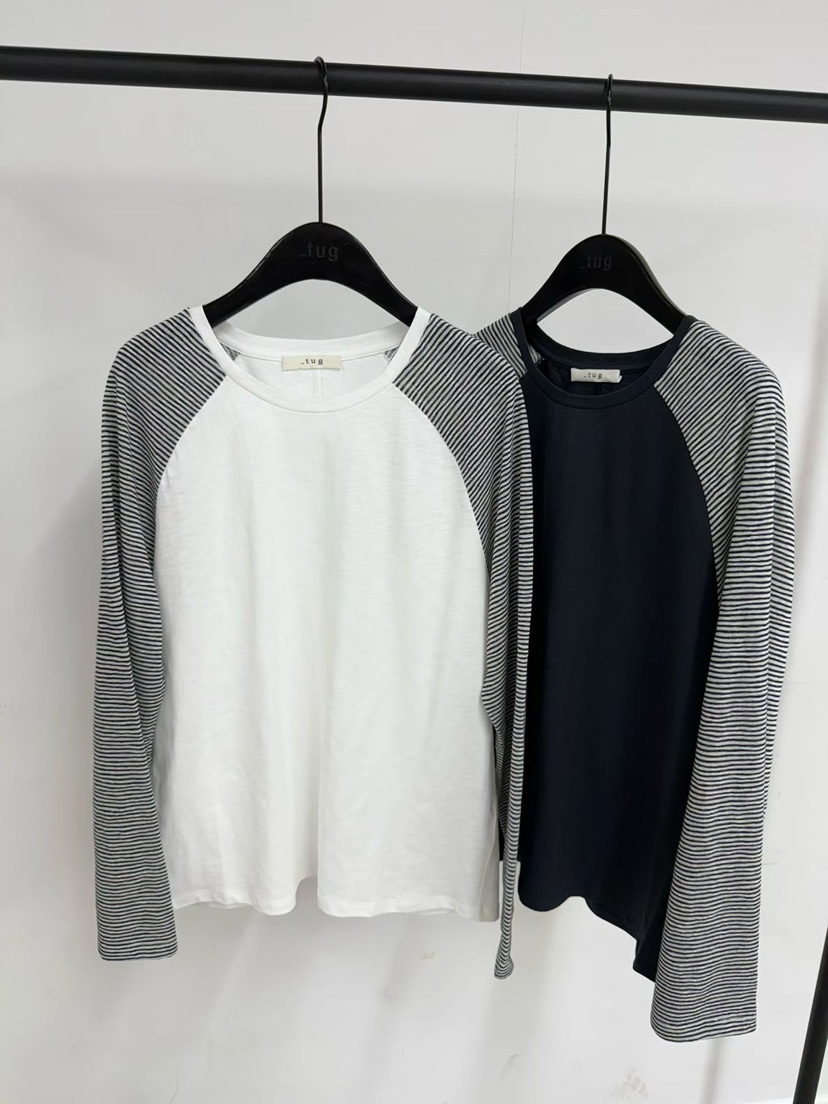 TUG東大門實拍女士新品人氣真品推薦職業26春夏長袖T恤條紋TUG長袖T恤